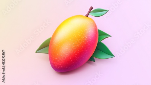 Ripe mango, pastel background, 3D render, food design