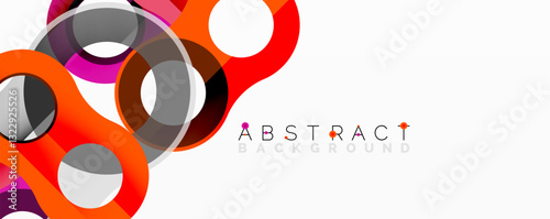 Abstract geometric pattern with interlocking circular and tubular shapes featuring smooth gradients, sharp contrasts, and dynamic layering