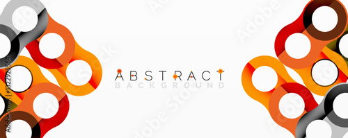 Abstract composition with intertwined circular and tubular forms creating fluid structure with gradients, depth, and sharp contrasts