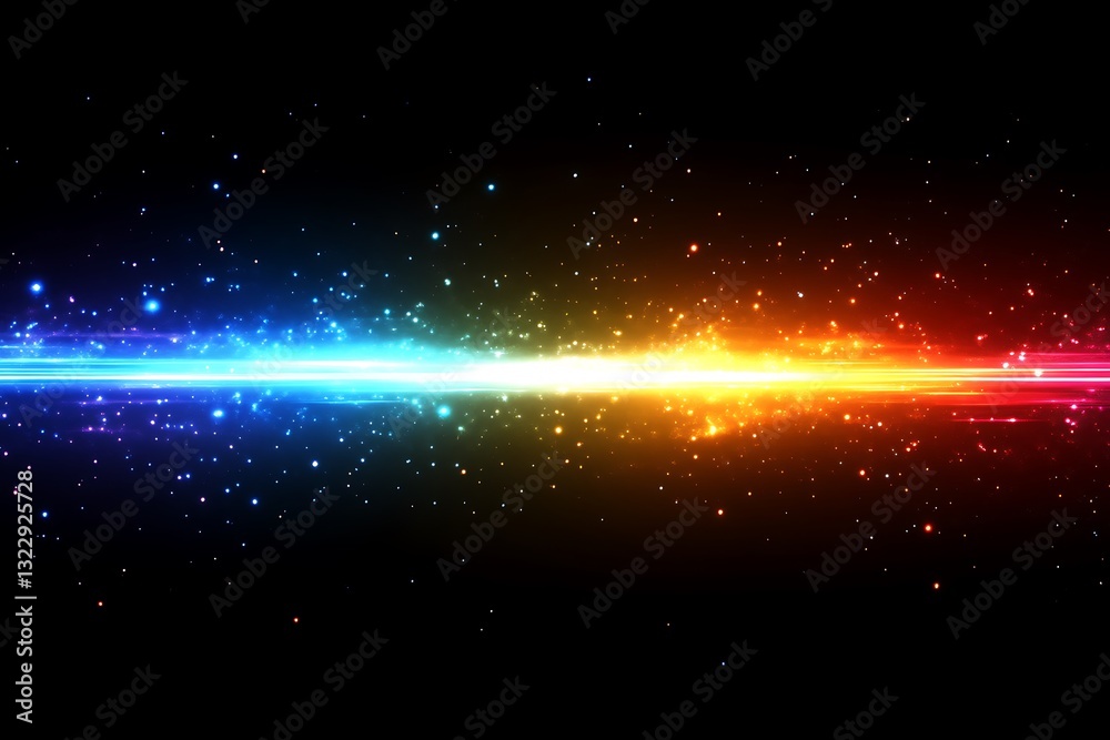 Fototapeta premium A colorful bright light emanating from a dark space background