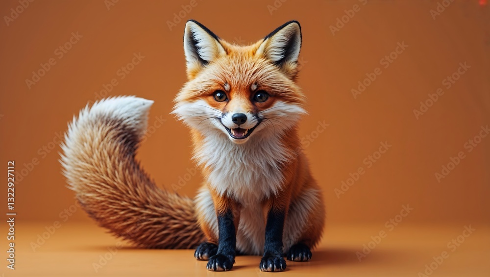 Obraz premium Close-Up High-Resolution Wildlife Photography of a Majestic Fox with Sharp Focus, Pointed Ears, and a Bushy Tail Under Studio Lighting