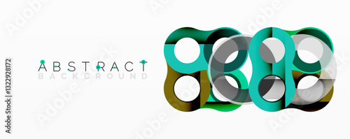 Abstract geometric pattern with interlocking circular and tubular shapes featuring smooth gradients, sharp contrasts, and dynamic layering