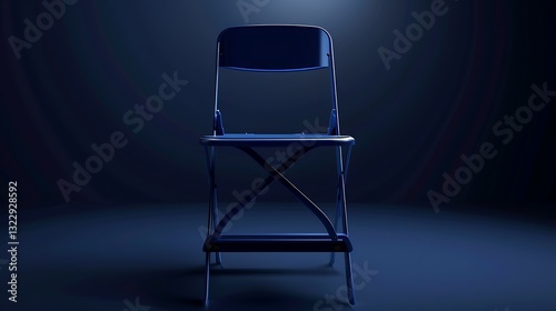 Minimalistic linear icon of a stylish folding chair in deep indigo, clean lines, and elegant design.