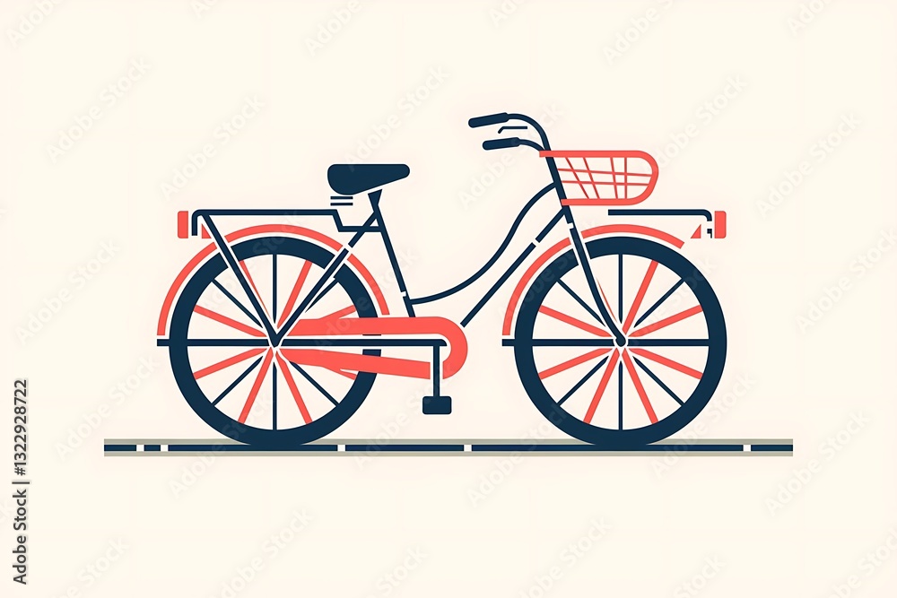 Minimalistic linear icon of a bicycle, featuring clean lines and natural design in bright red. Rendered in full ultra HD, Minimalistic linear icon of a bicycle, featuring clean lines and natural design in bright red. Rendered in full ultra HD,