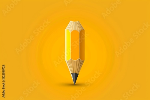 Minimalistic linear icon of a pencil, featuring clean lines and natural design in vibrant yellow. Rendered in full ultra HD,
