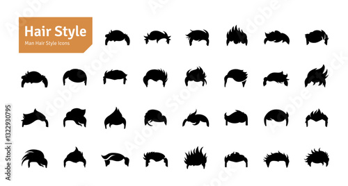 Man Hairstyles Vector Set. Barbershop and Haircut Graphic Collection. Vector Set of Dress Up Constructor. Hipster Men Style Creation Kit Elements.