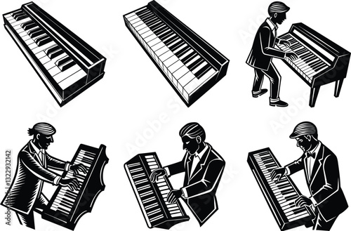 Elegant Piano Silhouettes Collection.