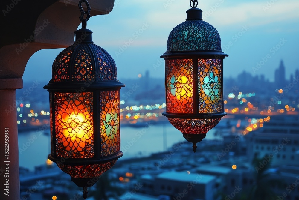 Stunning Colorful Hanging Lanterns at Night