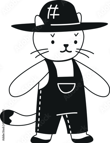 Cute cat plush toy black-and-white