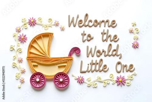 paper quilling style congratulations card for new baby