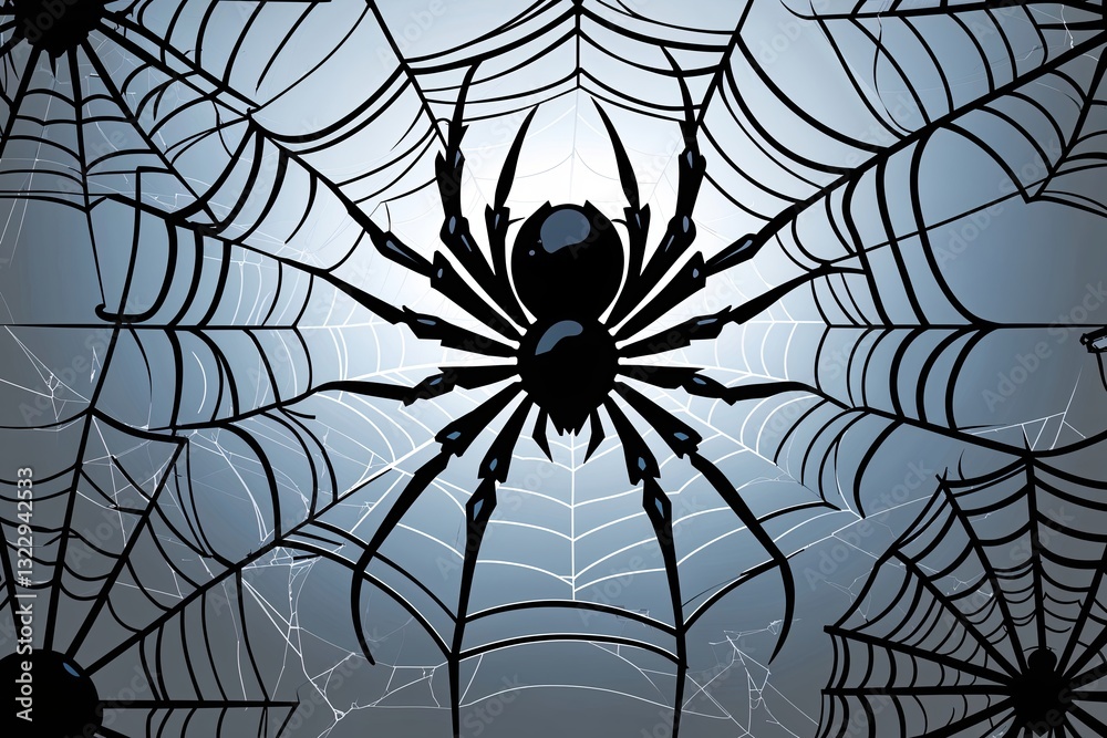 Fototapeta premium Translucent Spider Web Vector Design with Black Highlights
