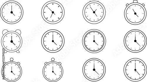 Set of Clock Line Art Vector Design