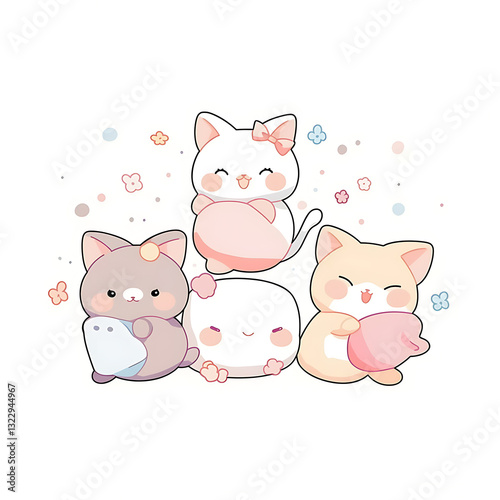 Playful and whimsical cat illustrations in vibrant and minimalist designs