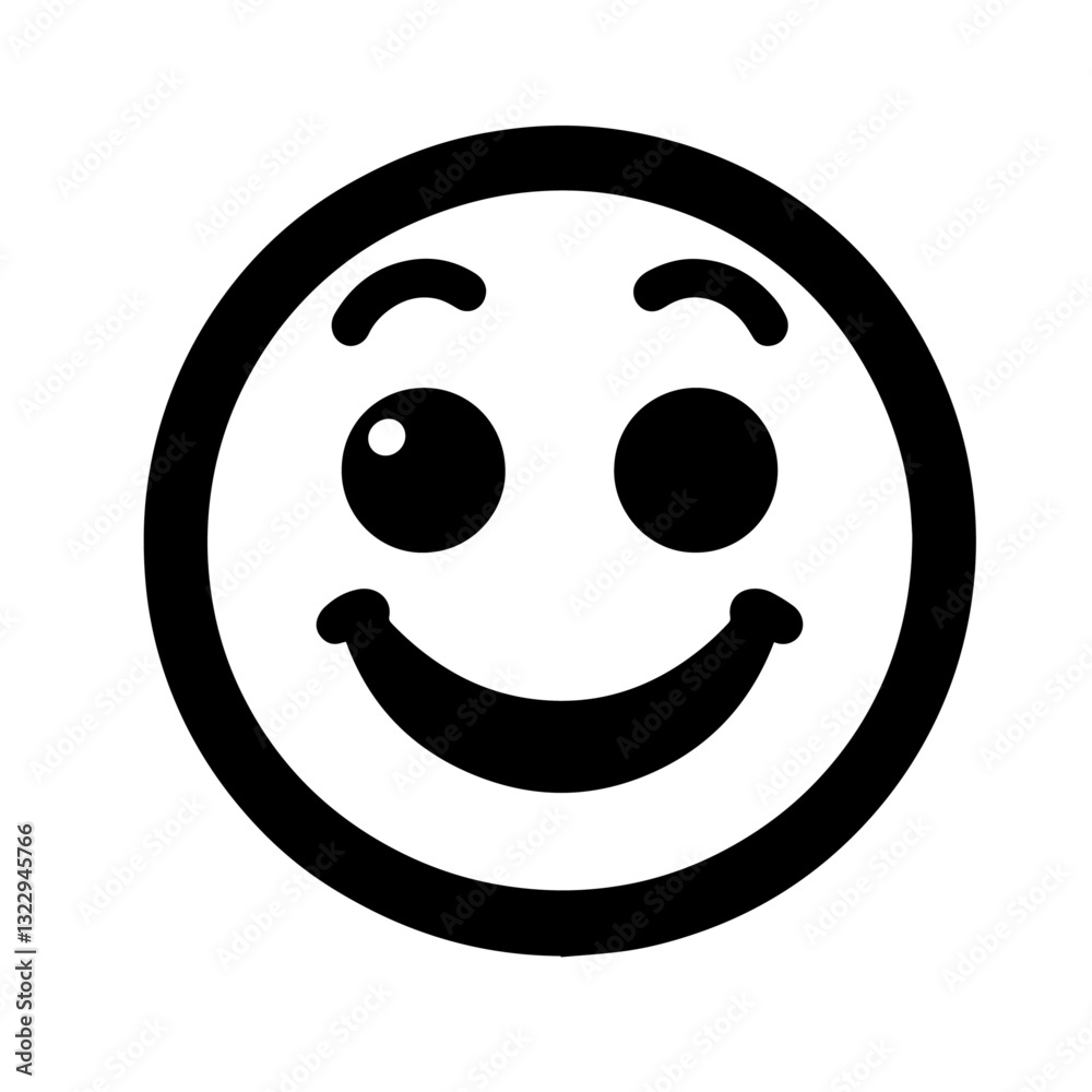 Fototapeta premium Black and white vector silhouette of a Smiley on white background 