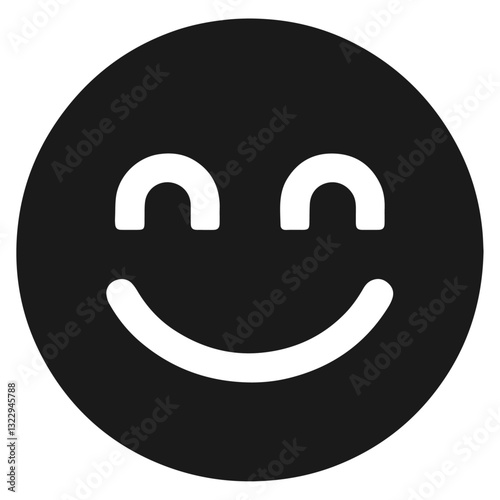 Black and white vector silhouette of a Smiley on white background
