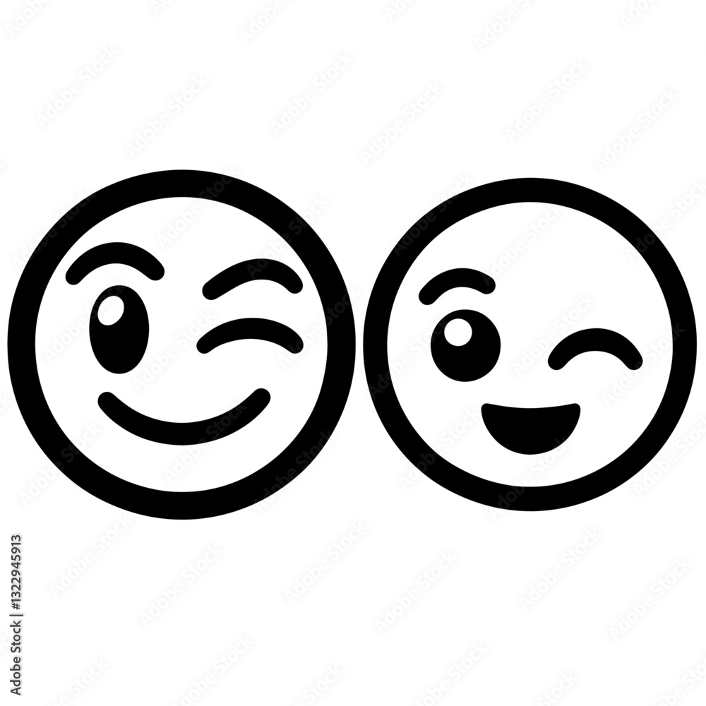 Fototapeta premium Black and white vector silhouette of a Smiley on white background 