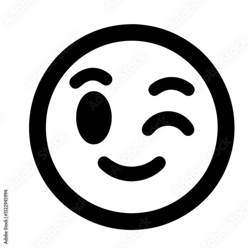 Black and white vector silhouette of a Smiley on white background

