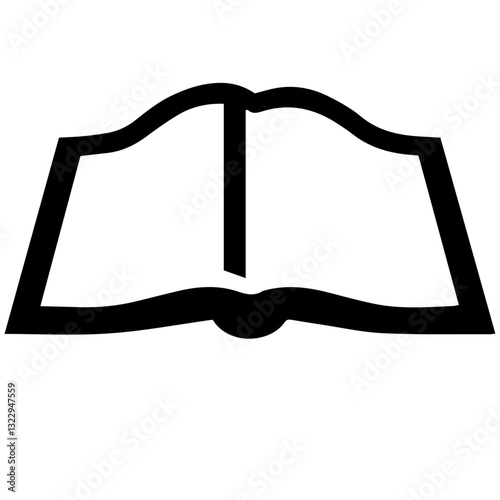 Black and white vector silhouette of a book on white background
