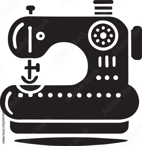 sewing machine and needle silhouette vector, sewing machine and needle vector illustration, sewing machine and needle logo vector, sewing machine and needle silhouette vector black and white