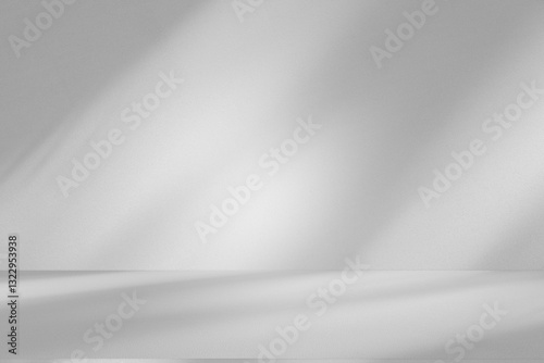 Wall interior background, studio and backdrops show products.with shadow from window color white and grey. background for text insertion and presentation product	