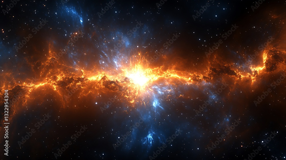 Fototapeta premium Vibrant Cosmic Nebula With Swirling Clouds Of Gas And Stars