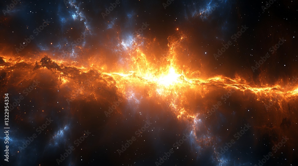 Fototapeta premium Vibrant Cosmic Nebula With Swirling Clouds Of Gas And Stars