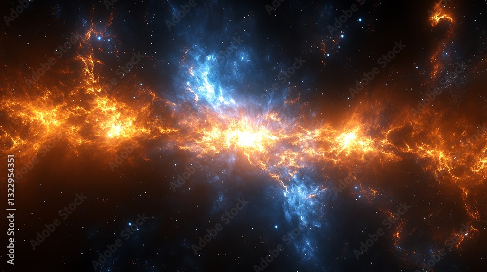 Fototapeta premium Vibrant Cosmic Nebula With Swirling Clouds Of Gas And Stars