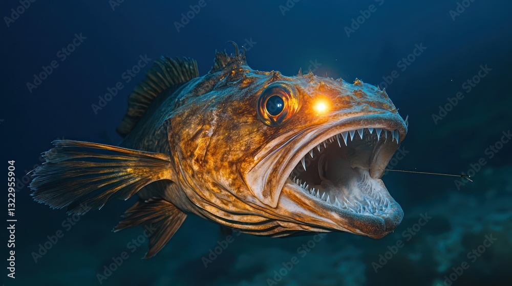 Fototapeta premium Deep Sea Anglerfish: A Glowing Predator