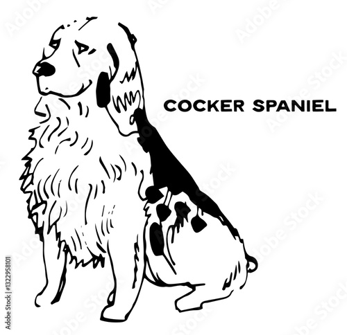 Cocker Spaniel Dog, Retro Vector Illustration