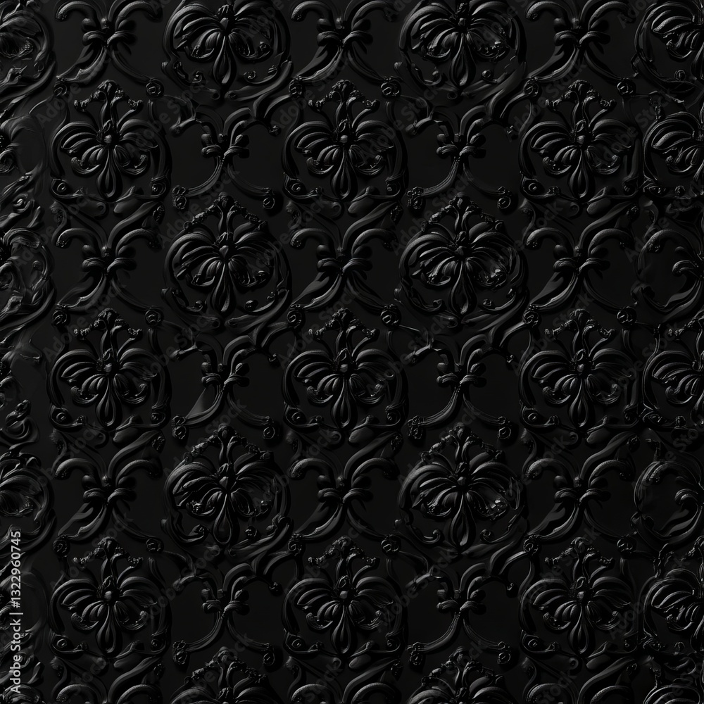 Black Ornate Floral Pattern Black Ornate Floral Pattern