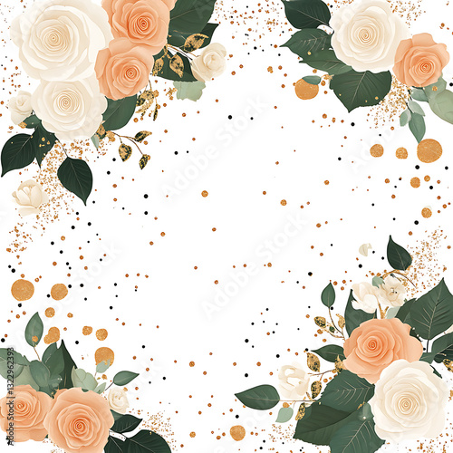 flowers and leaves in pictures illustrator2D. Generative AI Illustration