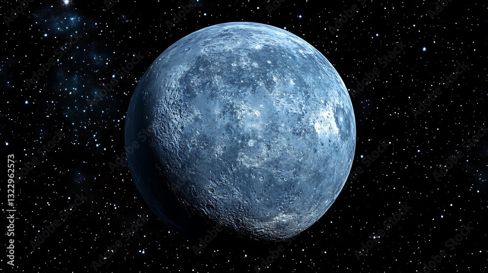 Obraz premium Blue Marble-Like Planet in the Depths of Starry Space