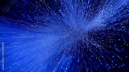 A blue background shows lines and dots spreading out.  This represents networks, AI, big data, and brain connections.  Space for text is available.
