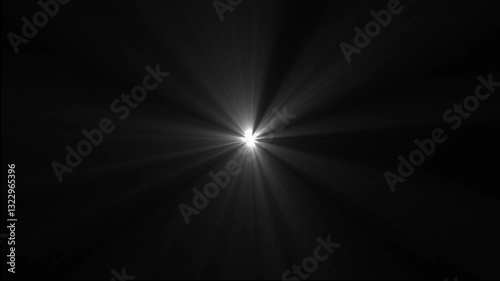 Optical lens flare effect. 4K resolution.  White light, beams and rays on dark background with animation Dynamic light rays footage.
