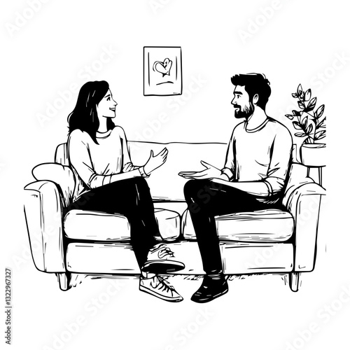 Silhouette of a Couple Relaxing Together on a Sofa: A Romantic Scene