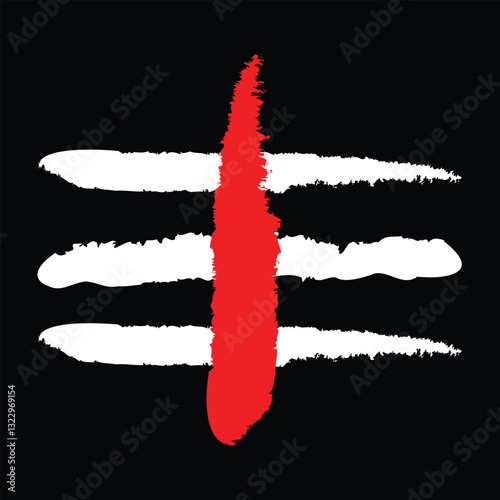 Shiva Mahadev Red Tilak Maha Shivratri Hindu Festival Vector Illustration. Lord Shiva's Red tilak with white stripes isolated on Black background