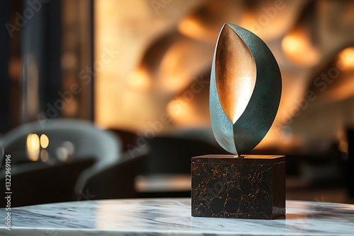 Trophy on pedestal for business award ceremony
