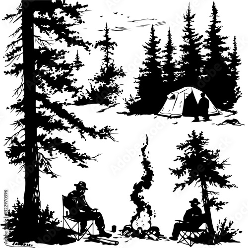 Camping Vector,
Outdoor Silhouettes,
Nature Clipart,
Camping Graphics,
Adventure Icons,
Tent Silhouette,
Hiking Clipart,
Campfire Vector,
Wilderness Vector,
Camping Elements,
Adventure Graphics,