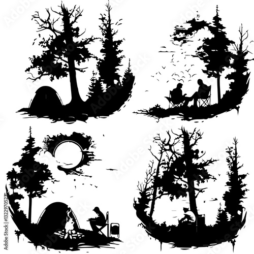 Camping Vector,
Outdoor Silhouettes,
Nature Clipart,
Camping Graphics,
Adventure Icons,
Tent Silhouette,
Hiking Clipart,
Campfire Vector,
Wilderness Vector,
Camping Elements,
Adventure Graphics,