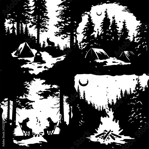 Camping Vector,
Outdoor Silhouettes,
Nature Clipart,
Camping Graphics,
Adventure Icons,
Tent Silhouette,
Hiking Clipart,
Campfire Vector,
Wilderness Vector,
Camping Elements,
Adventure Graphics,