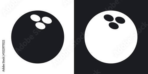 Bowling ball vector icon set in solid style.