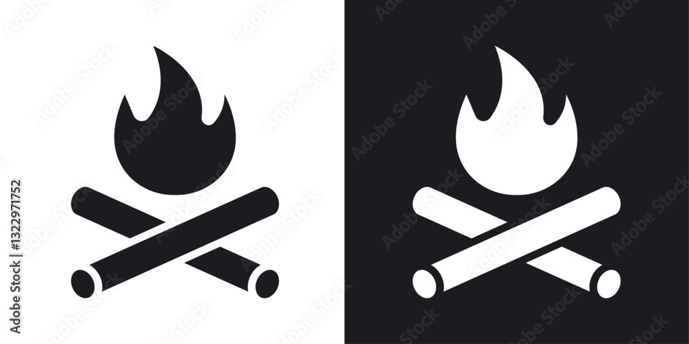 Campfire vector icon set in solid style. Campfire vector icon set in solid style.