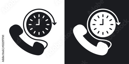 Call duration vector icon set in solid style.