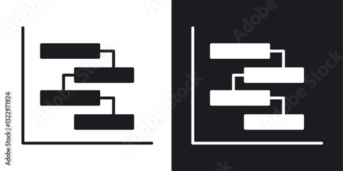 Chart gantt vector icon set in solid style.