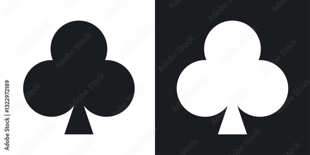 Club vector icon set in solid style. Club vector icon set in solid style.