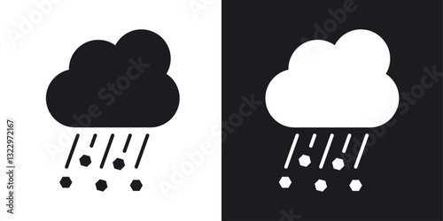 Cloud hail vector icon set in solid style.