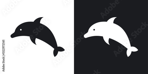 Dolphin vector icon set in solid style.