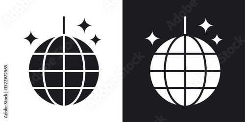 Disco ball vector icon set in solid style.