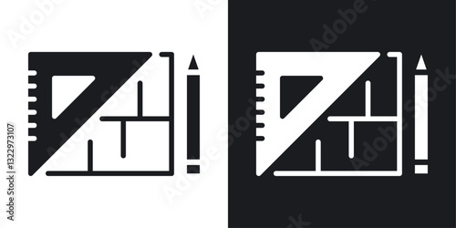 Floor plan vector icon set in solid style.