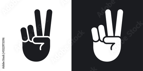 Hand peace vector icon set in solid style.